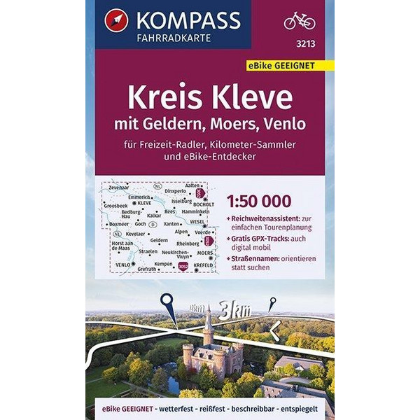 KOMPASS FAHRRADKARTE KREIS KLEVE MIT GELDERN, MOERS, VENLO 1 - Fahrradkarte Ansicht 1
