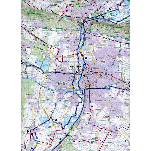 KOMPASS FAHRRADKARTE MÜHLENKREIS MINDEN, LÜBBECKE 1:50.000, - Fahrradkarte Ansicht 2