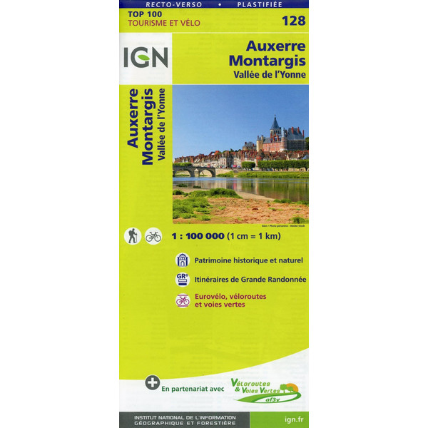 IGN 128 AUXERRE MONTARGIS 1:100 000 - Wanderkarte Ansicht 1