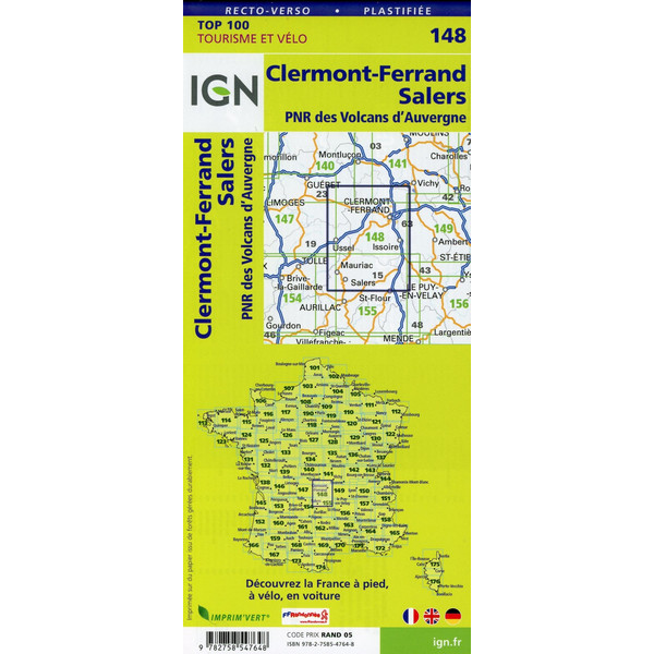 IGN 148 CLERMONT-FERRAND SALERS 1:100 000 - Karte Ansicht 2