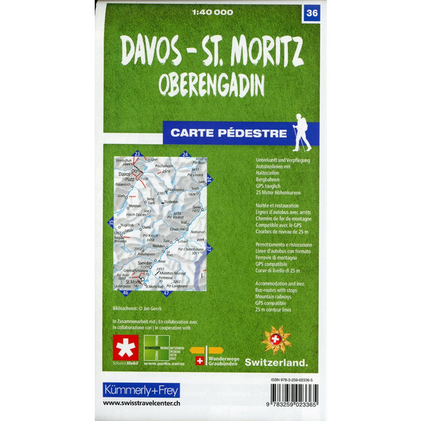 DAVOS - ST. MORITZ / OBERENGADIN 36 WANDERKARTE 1:40 000 MAT - Wanderkarte Ansicht 5