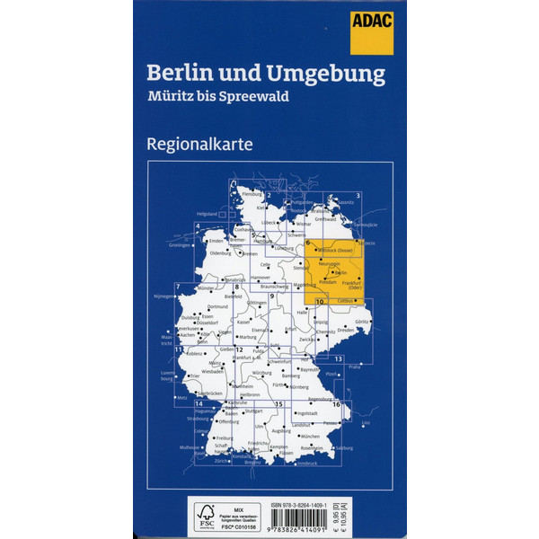 ADAC REGIONALKARTE BLATT 6 BERLIN UND UMGEBUNG MÜRITZ BIS SP - Straßenkarte Ansicht 2