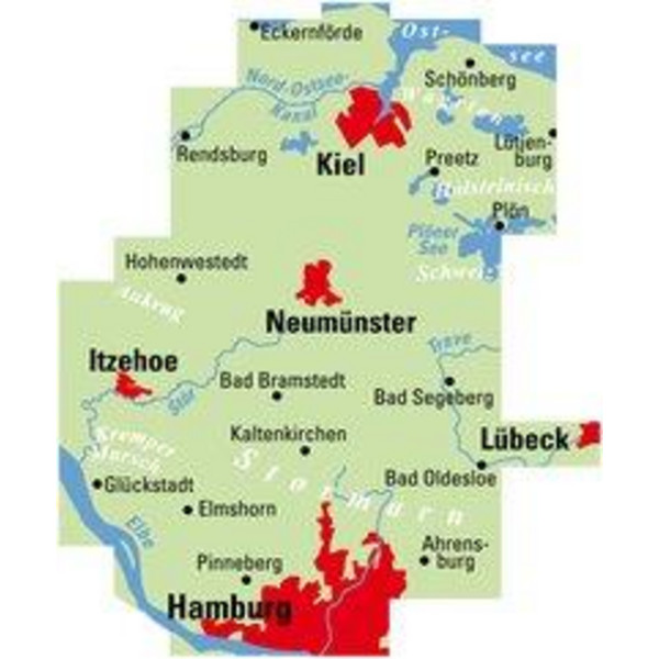 ADFC-REGIONALKARTE HAMBURG/NEUMÜNSTER/KIEL 1:75.000 - Fahrradkarte Ansicht 2