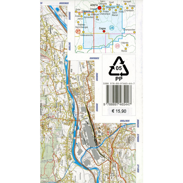 AOSTA - PILA - VALLE DI COGNE - GRAN PARADISO 1 : 25 000 - Wanderkarte Ansicht 2