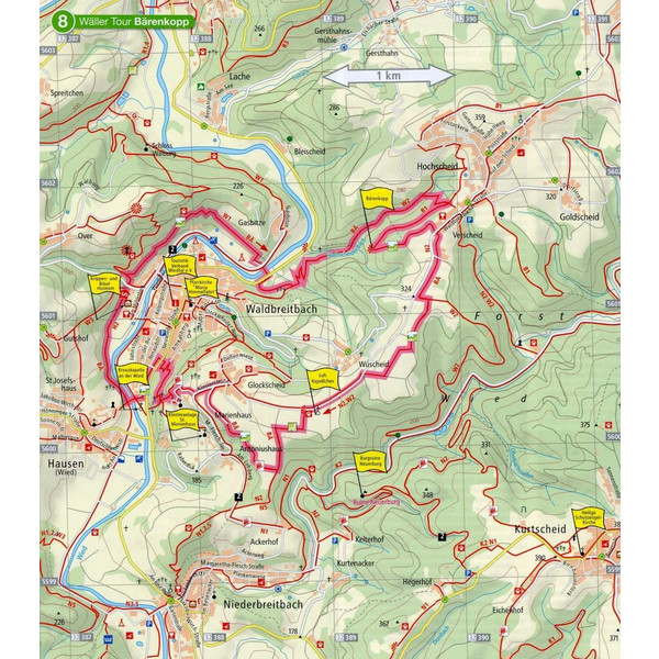 WANDERKARTE LEPORELLO WÄLLER TOUREN WESTERWALD 1:25000 - Wanderkarte Ansicht 2