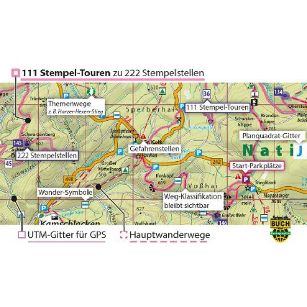 HARZER WANDERNADEL 1 : 50 000 - Wanderkarte Ansicht 2