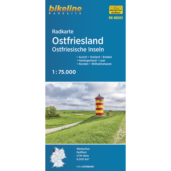 RADKARTE OSTFRIESLAND OSTFRIESISCHE INSELN 1:75.000 - Fahrradkarte Ansicht 1