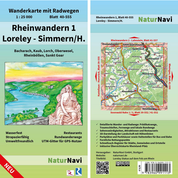 RHEINWANDERN 1 - LORELEY - SIMMERN/H. 1:25 000 - Wanderkarte Ansicht 1