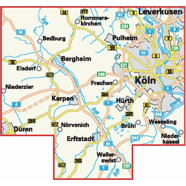 KARTE DIE SCHÖNSTEN RADTOUREN IM RHEIN-ERFT-KREIS - Fahrradkarte Ansicht 2