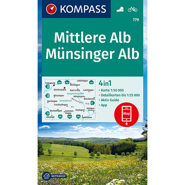 KOMPASS WANDERKARTE MITTLERE ALB, MÜNSINGER ALB 1:50 000 Ansicht 1
