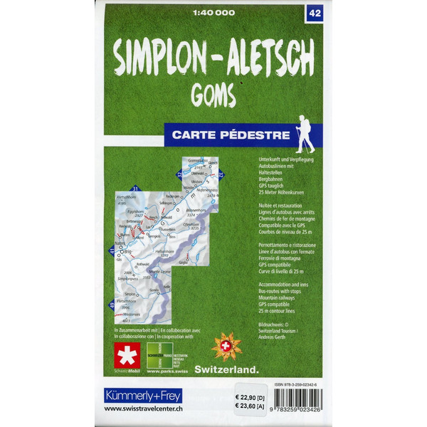 SIMPLON - ALETSCH GOMS 42 WANDERKARTE 1:40 000 Ansicht 2