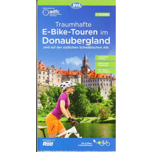 ADFC TRAUMHAFTE E-BIKE-TOUREN IM DONAUBERGLAND 1:75.000 - Fahrradkarte Ansicht 1