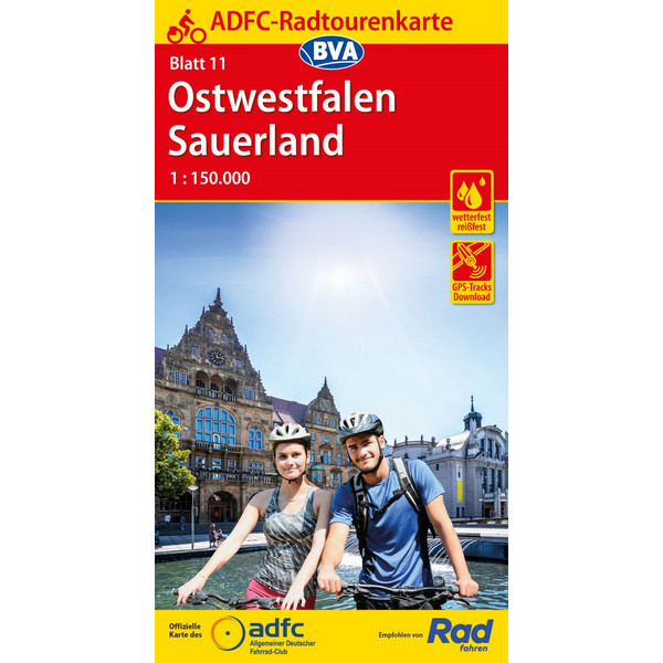 ADFC-RADTOURENKARTE 11 OSTWESTFALEN SAUERLAND 1:150.000 - Fahrradkarte Ansicht 1