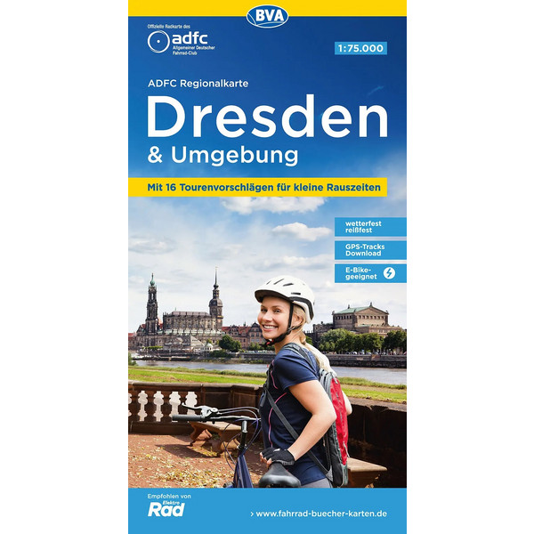 ADFC REGIONALKARTE DRESDEN & UMGEBUNG MIT TOURENVORSCHLÄGEN - Fahrradkarte Ansicht 1