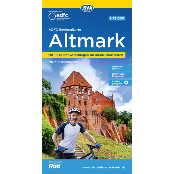 ADFC REGIONALKARTE ALTMARK MIT TOURENVORSCHLÄGEN, 1:75.000 - Fahrradkarte Ansicht 1