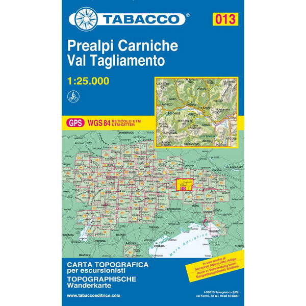 TABACCO WANDERN 1 : 25 000 PREALPI CARNICHE / VAL TAGLIAMENT - Wanderkarte Ansicht 1