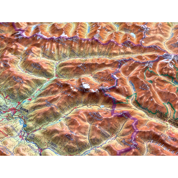RELIEF TIROL 1:325.000 MIT NATURHOLZRAHMEN - Karte Ansicht 5