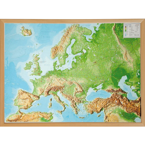 RELIEF EUROPA 1:8.000.000 MIT NATURHOLZRAHMEN - Karte Ansicht 1