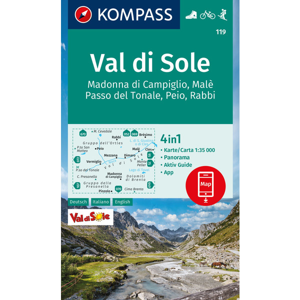 KOMPASS WANDERKARTE 119 VAL DI SOLE, MADONNA DI CAMPIGLIO Ansicht 1