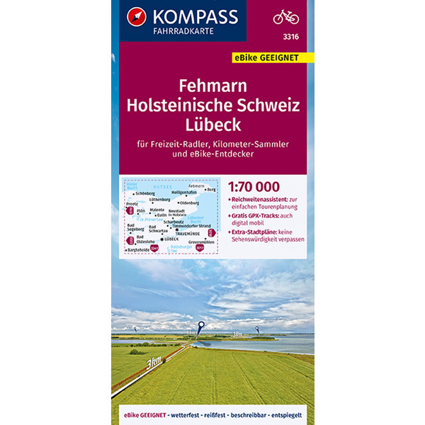 KOMPASS FAHRRADKARTE FEHMARN, HOLSTEINISCHE SCHWEIZ Ansicht 1
