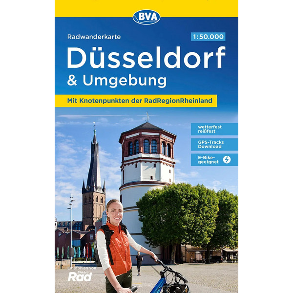 RADWANDERKARTE BVA DÜSSELDORF & UMGEBUNG, MIT KNOTENPUNKTEN Ansicht 1