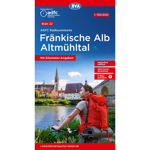 ADFC-RADTOURENKARTE 22 FRÄNKISCHE ALB ALTMÜHLTAL 1:150.000 - Fahrradkarte Ansicht 1