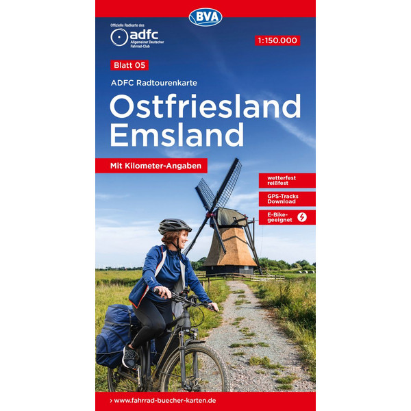 ADFC-RADTOURENKARTE 5 OSTFRIESLAND / EMSLAND 1:150.000 - Fahrradkarte Ansicht 1