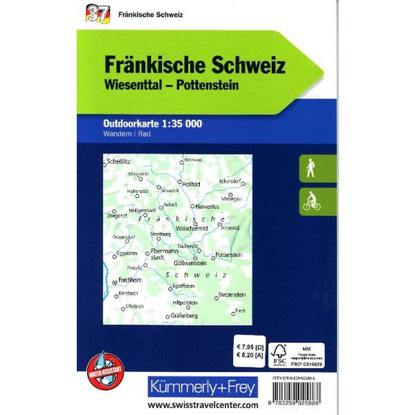 FRÄNKISCHE SCHWEIZ NR. 37 OUTDOORKARTE DEUTSCHLAND 1:35 000 - Karte Ansicht 2