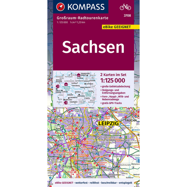 KOMPASS GRK 3708 SACHSEN - Fahrradkarte Ansicht 1