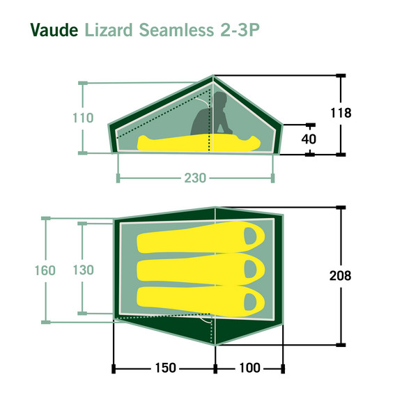 Vaude LIZARD SEAMLESS 2-3P - Tunnelzelt Ansicht 2