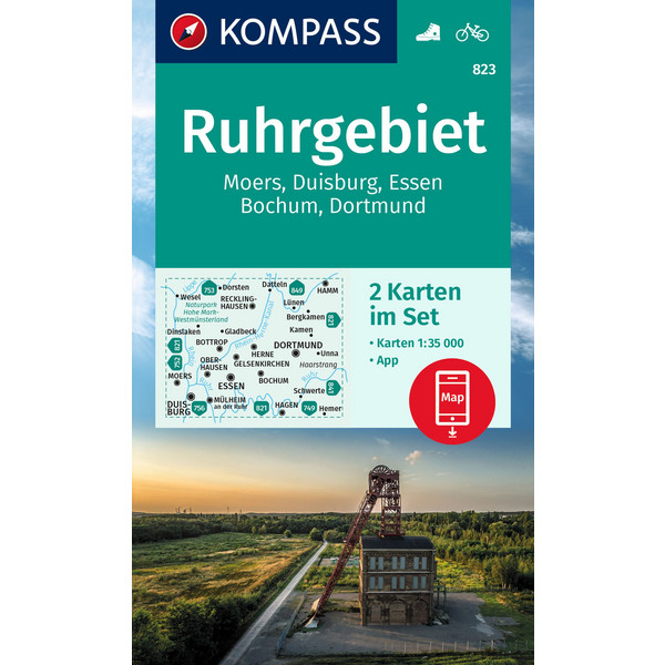 KOMPASS WANDERKARTE 823 RUHRGEBIET Ansicht 1