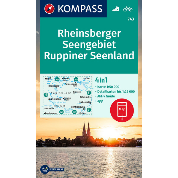 KOMPASS WANDERKARTE 743 RHEINSBERGER SEENGEBIET Ansicht 1
