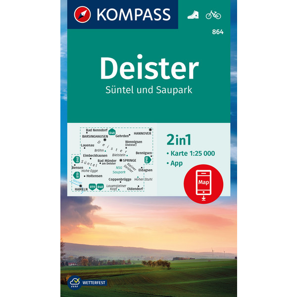 KOMPASS WANDERKARTE 864 DEISTER, SÜNTEL UND SAUPARK Ansicht 1