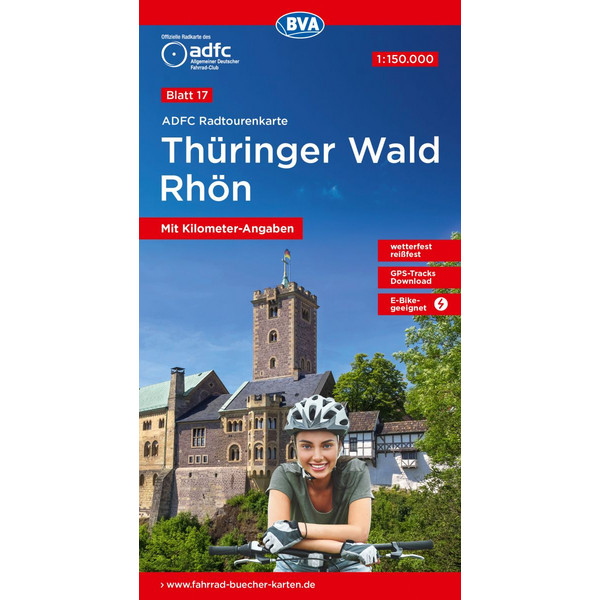 ADFC-RADTOURENKARTE 17 THÜRINGER WALD RHÖN 1:150.000 - Fahrradkarte Ansicht 1