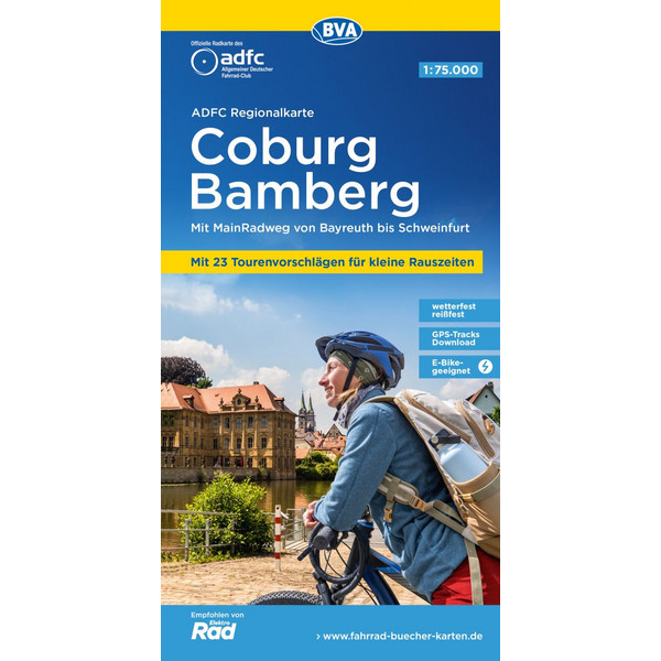 ADFC-REGIONALKARTE COBURG BAMBERG MIT TOURENVORSCHLÄGEN - Fahrradkarte Ansicht 1
