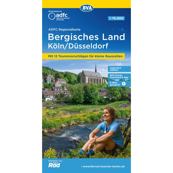 ADFC-REGIONALKARTE BERGISCHES LAND KÖLN/DÜSSELDORF 1:75.000 - Fahrradkarte Ansicht 1