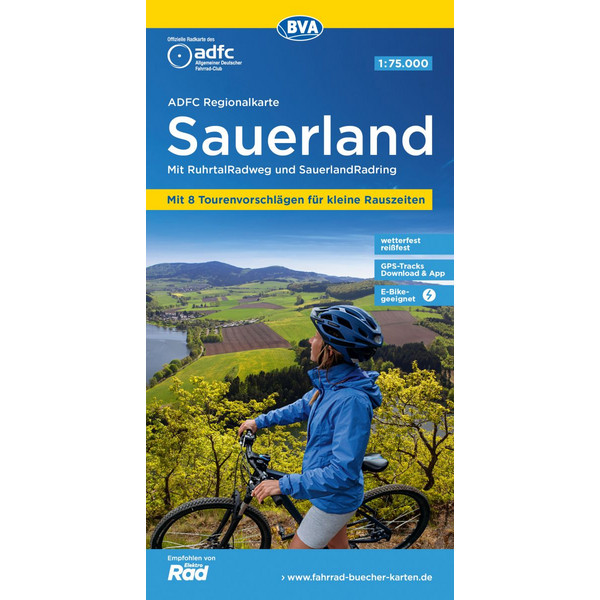 ADFC-REGIONALKARTE SAUERLAND MIT TAGESTOUREN-VORSCHLÄGEN - Fahrradkarte Ansicht 1