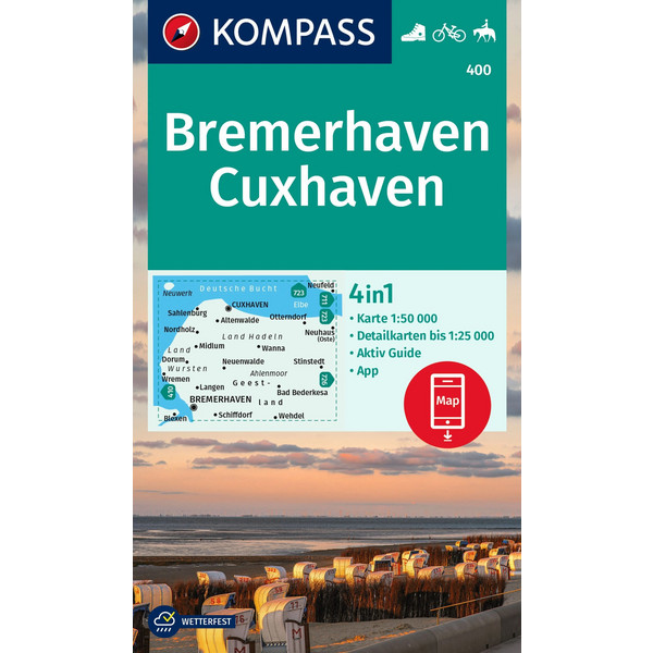 KOMPASS WANDERKARTE 400 BREMERHAVEN-CUXHAVEN 1:50.000 Ansicht 1