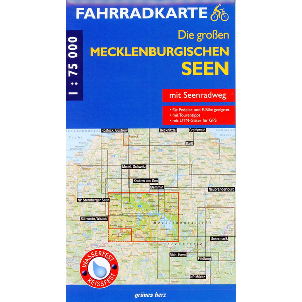 FAHRRADKARTE DIE GROßEN MECKLENBURGISCHEN SEEN 1:75 000 Ansicht 1