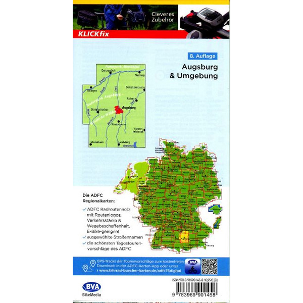 ADFC-REGIONALKARTE AUGSBURG UND UMGEBUNG, 1:75.000 - Fahrradkarte Ansicht 2
