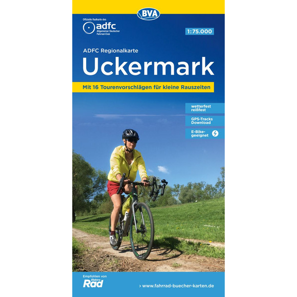 ADFC-REGIONALKARTE UCKERMARK, 1:75.000, MIT TAGESTOUREN - Fahrradkarte Ansicht 1
