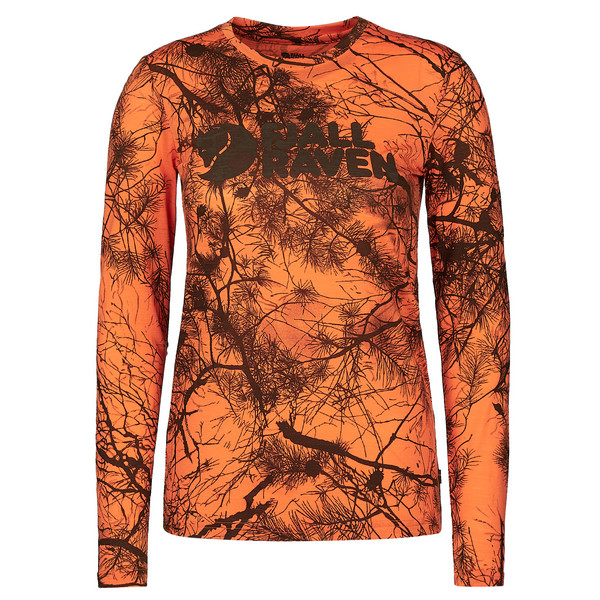 VÄRMLAND WOOL LS W Damen - Baselayer-Shirt-ORANGE MULTI CAMO