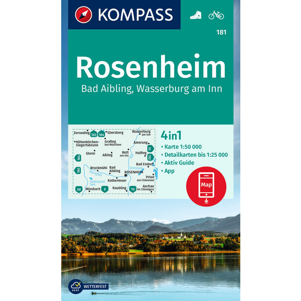 KOMPASS WANDERKARTE 181 ROSENHEIM, BAD AIBLING Ansicht 1