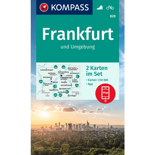 KOMPASS WANDERKARTEN-SET 828 FRANKFURT U.UMGEBUNG (2 KARTEN) Ansicht 1