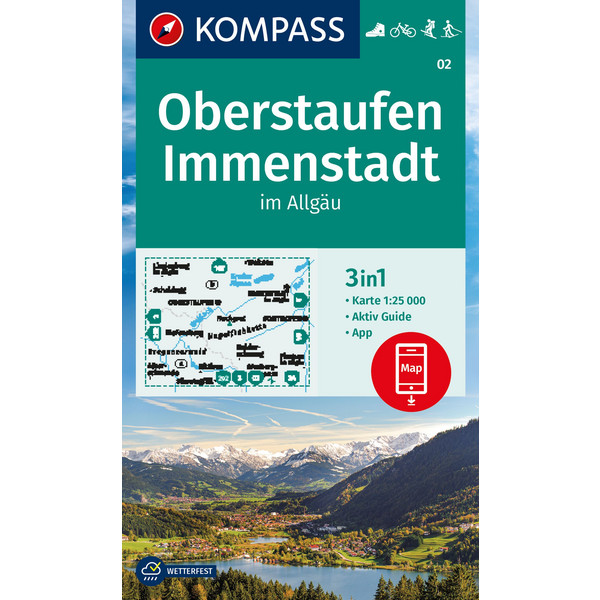KOMPASS WANDERKARTE 02 OBERSTAUFEN, IMMENSTADT IM ALLGÄU Ansicht 1
