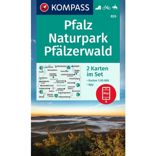 KOMPASS WANDERKARTEN-SET 826 PFALZ, NATURPARK PFÄLZERWALD Ansicht 1