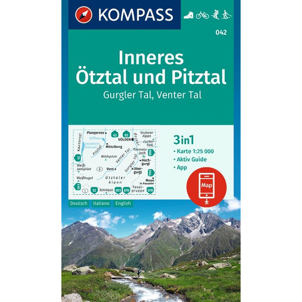 KOMPASS WANDERKARTE 042 INNERES ÖTZTAL UND PITZTAL Ansicht 1