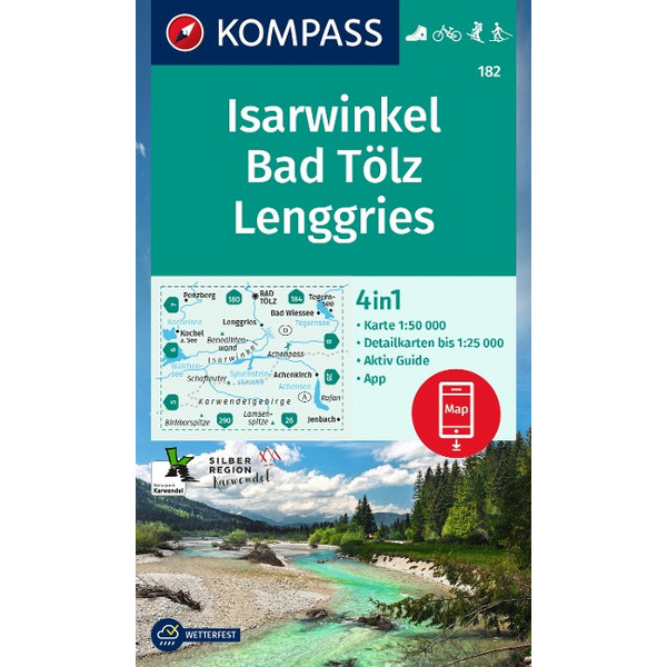 KOMPASS WANDERKARTE 182 ISARWINKEL, BAD TÖLZ, LENGGRIES Ansicht 1