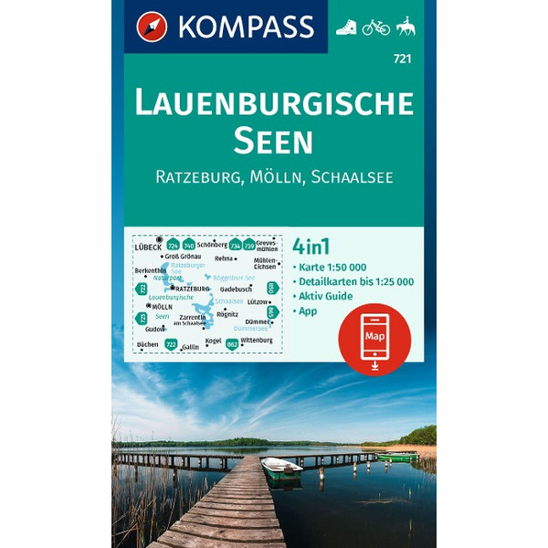 KOMPASS WANDERKARTE 721 LAUENBURGISCHE SEEN, RATZEBURG Ansicht 1