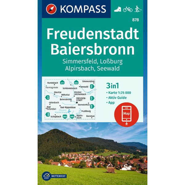 KOMPASS WANDERKARTE 878 FREUDENSTADT, BAIERSBRONN Ansicht 1